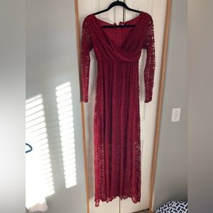 Red photoshoot maternity dress